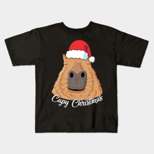 Capy or Huppy Christmas Capybara Holidays Santa Design Kids T-Shirt